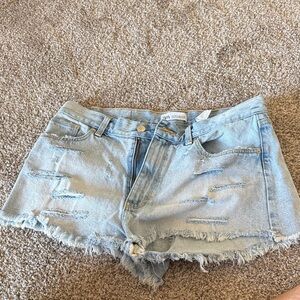 Zara Light Blue Distressed Jean Shorts